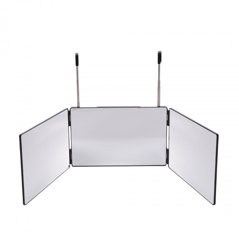 Retractable Hanging Three-fold Mirror for Home Haircutting and Bathroom Use