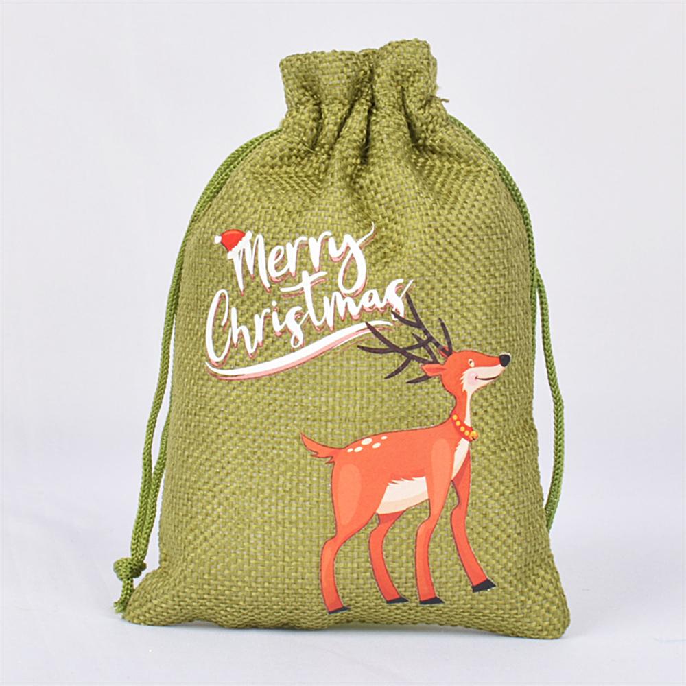 1 Stück Leinen Kordelzugbeutel Weihnachten Kinder Süßigkeiten Snack Verpackungsbeutel Jute Armband Schmuck Aufbewahrungsbeutel Weihnachtsdekoration