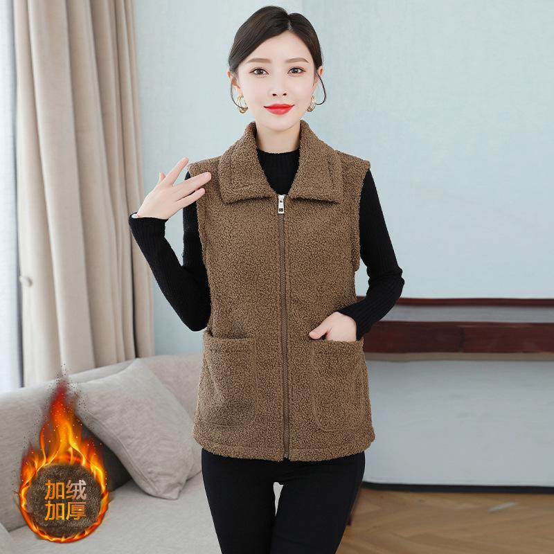 

Женский однотонный жилет из овечьей шерсти, короткий жилет из зернистого бархата XL [recommended 95-120 pounds]