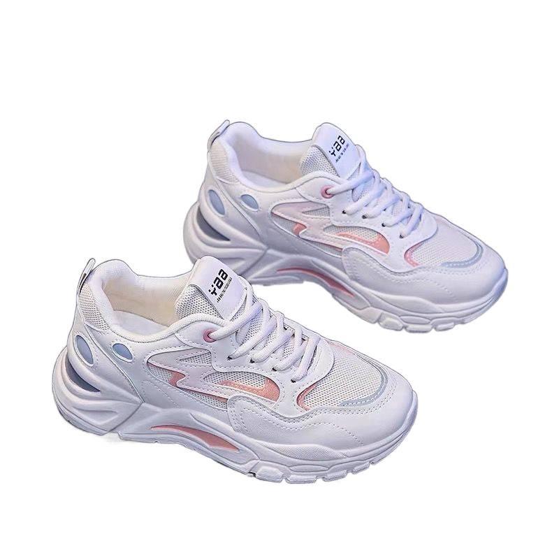Women's Summer Breathable Mesh Sneakers: Korean Style Thick-Soled White Dad Shoes