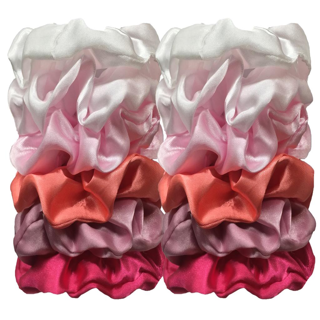 12PCS Soft Fashion Satin Colorful Intestine Hair Band Hair Accessories Hair Scrunchies Headwear For Ponytail Cute Causal Women