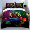 "Colorful Rose Art Decor Set" Soft Comfortable Duvet Cover Bedding Set Included 1*Duvet Cover & 2*Pillowcases, gift