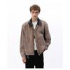 Mens Oversized Washed Baseball Jacket With Lapel Collar Casual Streetwear Outerwear