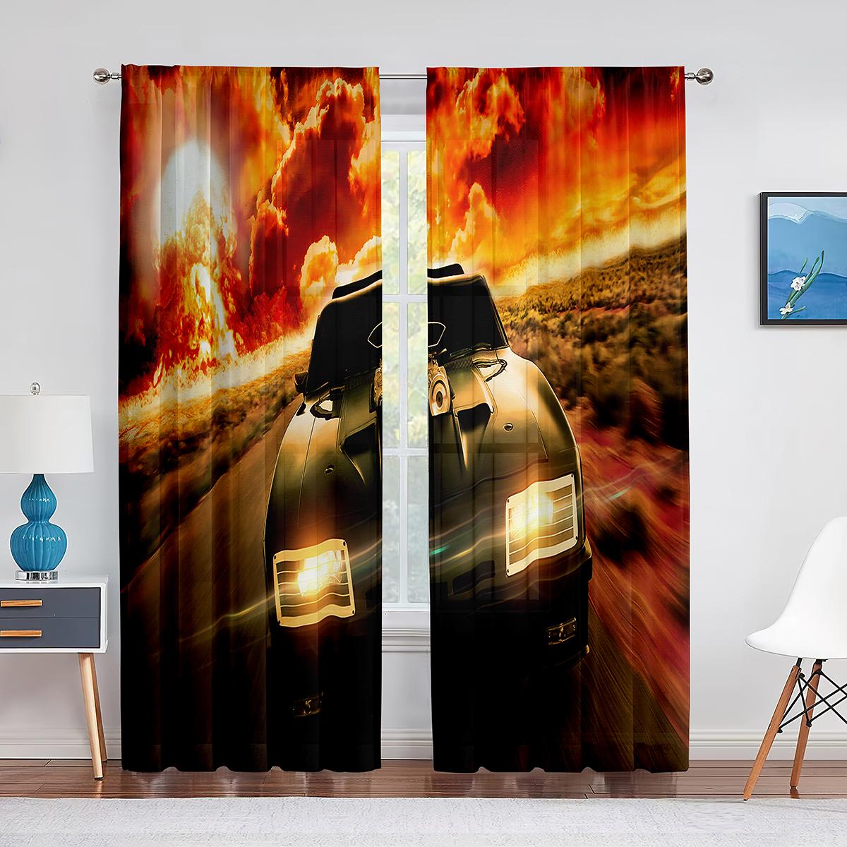

Занавески с принтом гоночного автомобиля, гоночный автомобиль, скорость, экстремальный спорт, оконные шторы для гостиной, спальни, подростков, мужской комнаты, декор, 2 шт. (W50H130cm)-2pcs&Grommet Top