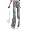 Women's High-Waist Strappy Flared Jeans - Autumn New Slim Fit with Elastic Split