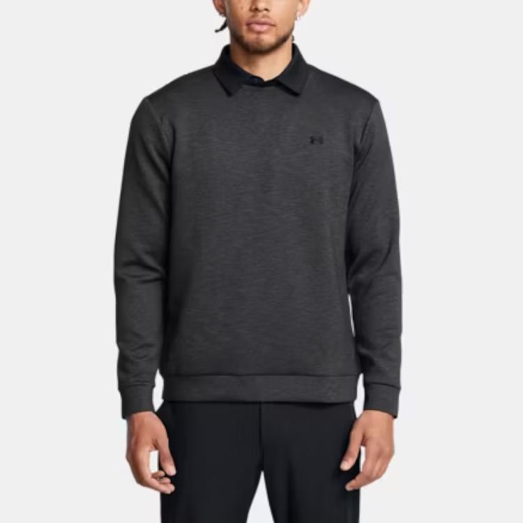 Under Armour Elevated UA Drive Midlayer Crew Fleece Training Casual Round Neck Sweatshirt Men Sweatshirt Black 1387122-001