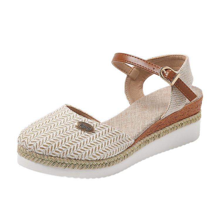 Fashion Women Closed Toe Wedge Sandals Summer Buckle Strap Gladiator Shoes Woman Fashion Espadrilles Platform Sandals Sandalias De Mujer