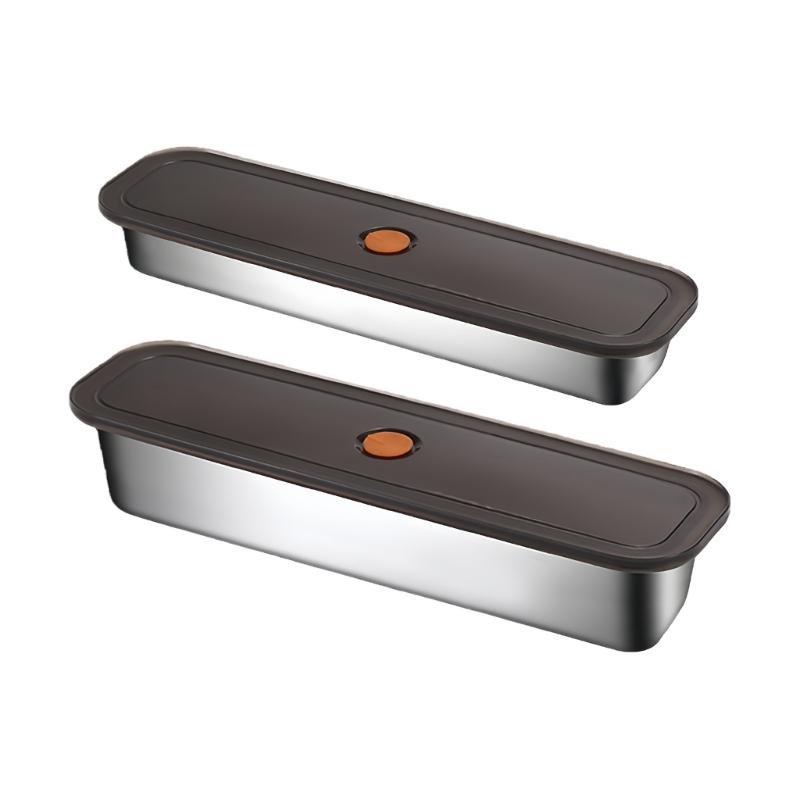Leakproof Rectangular Meal Preps Container Steel Bacons Tray with Airtight Lid Easy Cleaning For Meal Storage Organizers
