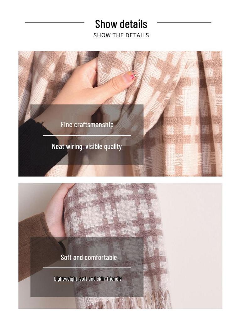 Korean Style Plaid Scarf: Women's Warm, Windproof Neck Warmer for Autumn & Winter 2025