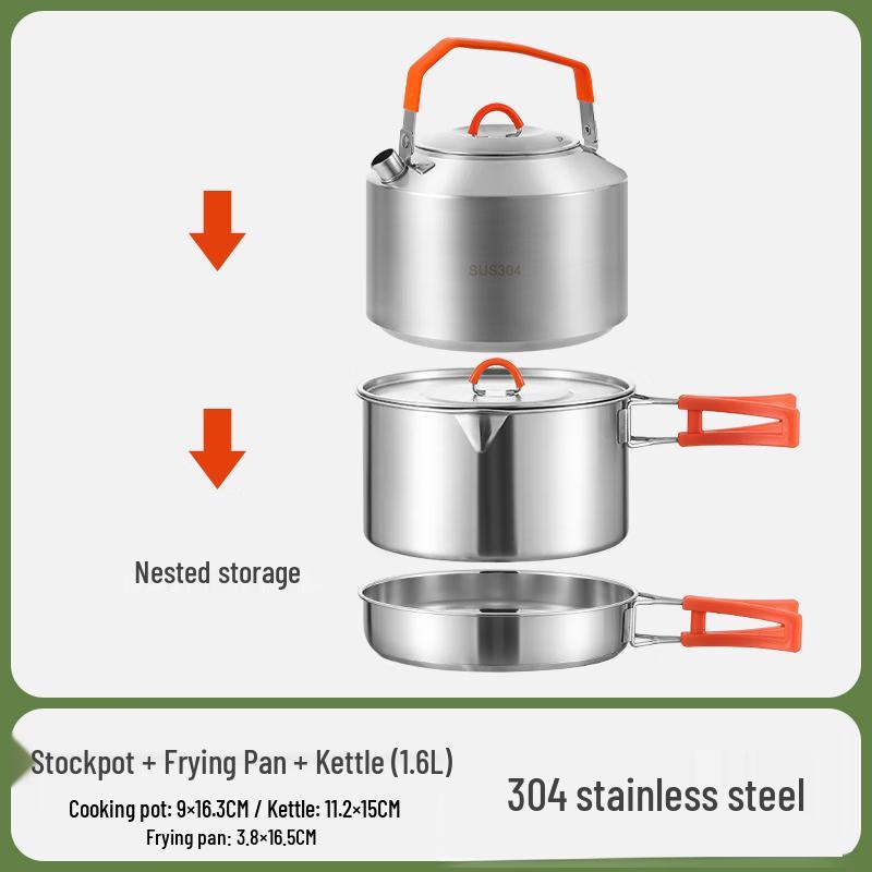 Huahengzhen Stainless Steel Camping Cookware Set