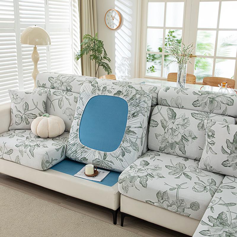 

1Pcs Floral Pattern Breathable Sofa Cushion Cover With Icy & Silky,Elastic Washable Sofa Seat Cover Easy Care Home Use 4 Seat