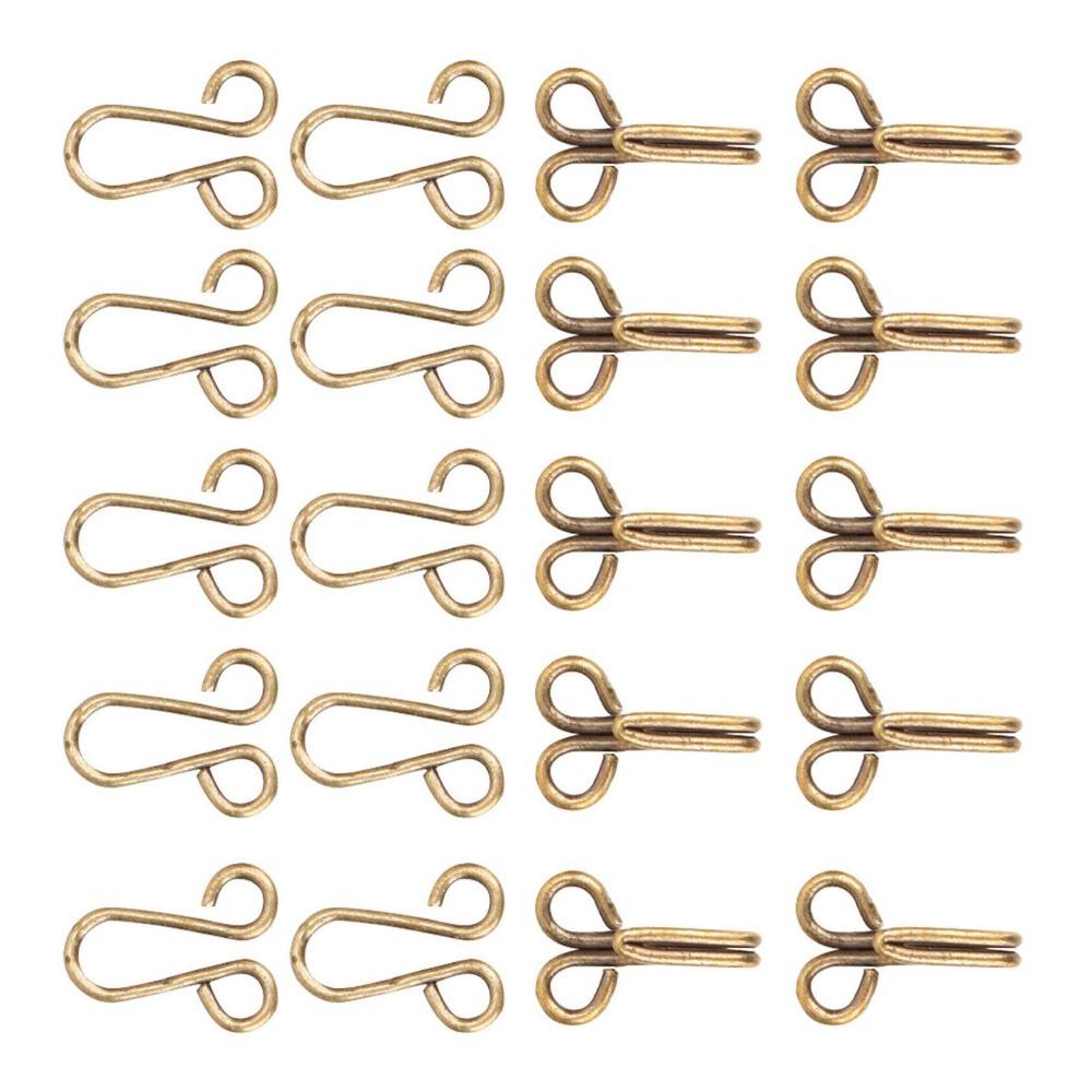 Bronze Sewing Hooks Eyes Durable Metal Fur Coat Hook Fasteners Covered Hook Eye Closures For Coats