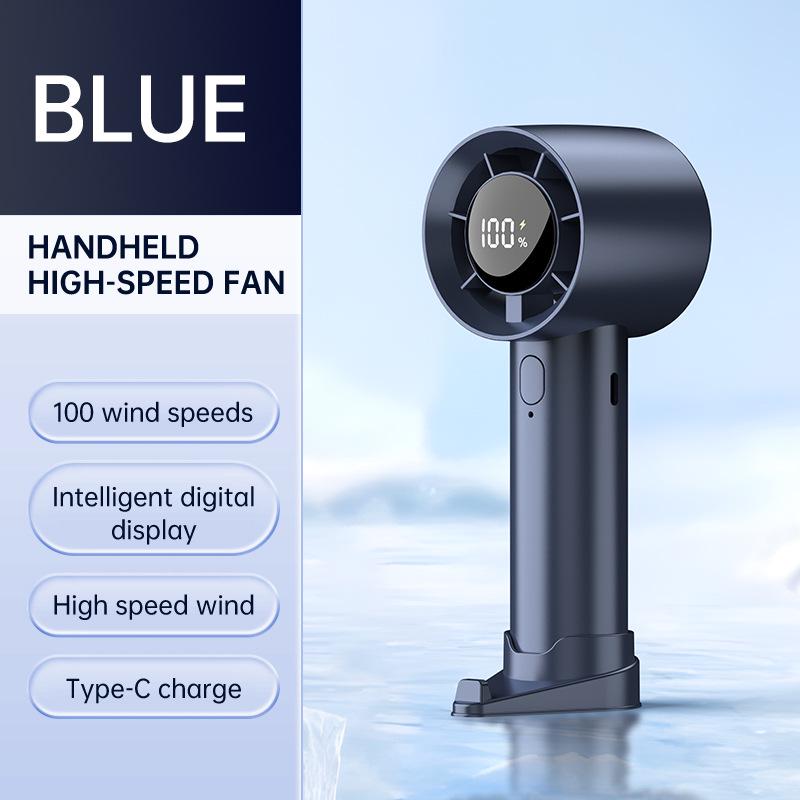 Handheld Mini Fan with 100 Gears, Digital Display, USB Charging & Phone Holder