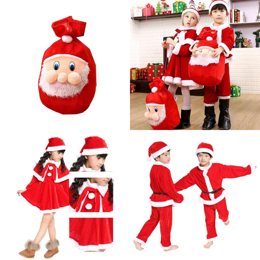 Kids Xmas Outfit Boys Girls Santa Claus Cosplay Costume Christmas Clothes