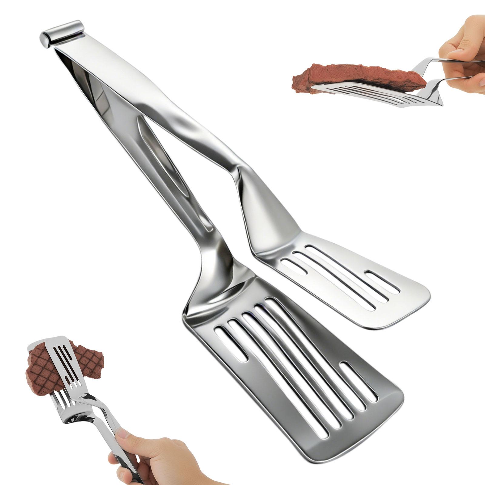 Kitchens Tongs 11.6Inch Stainless Steel Cooking Tongs Detachable Frying Spatula Multipurpose Barbecue Tongs for Grilling Cooking