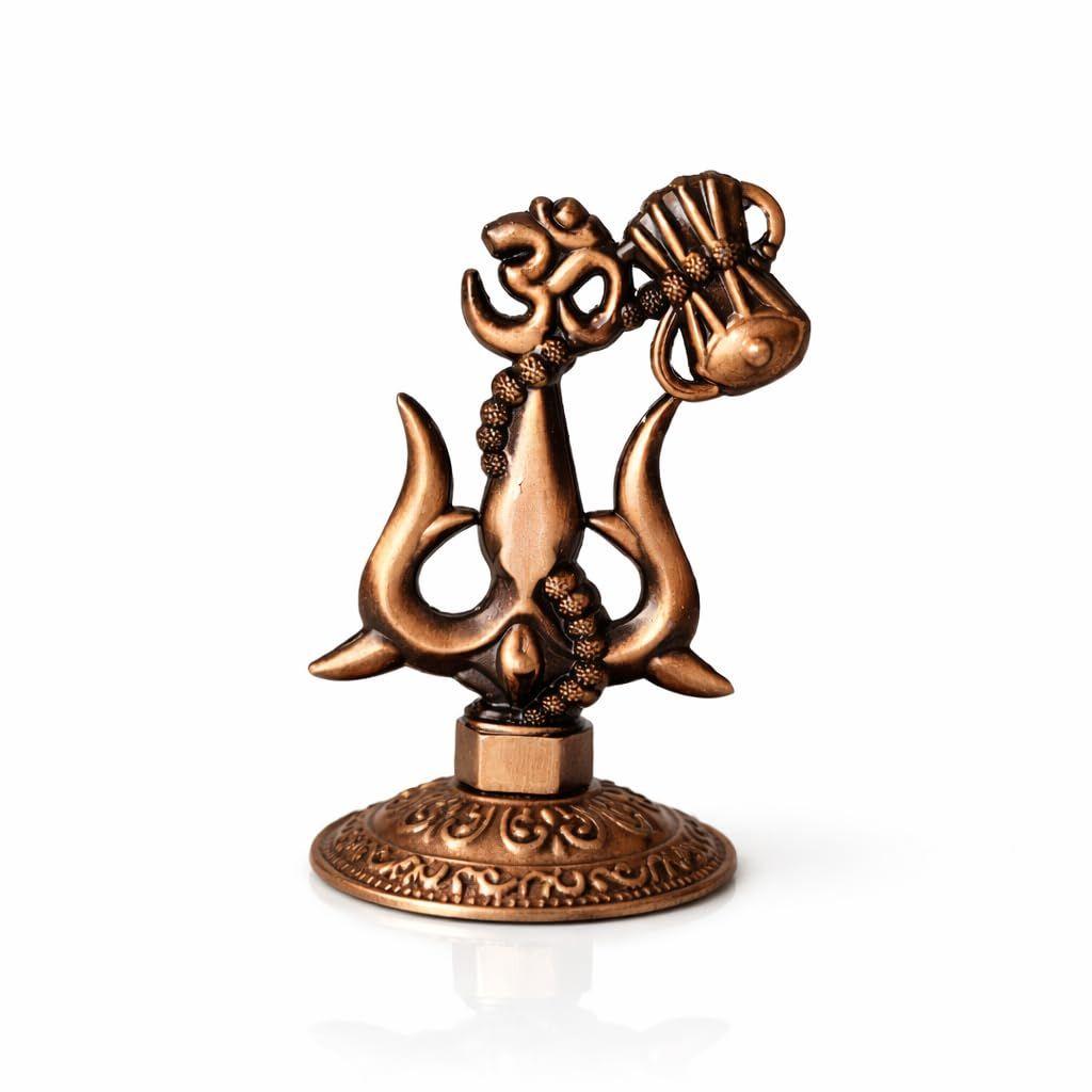 Premium Metal Shiv Trishul with Damroo Showpiece for Car Dashboard, Home Temple & Office Desk | Shiva Trishul |