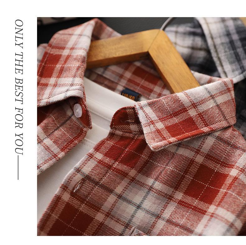 Children's Korean Style Plaid Long-Sleeve Cotton Shirt for Medium/Large Boys - Spring/Autumn Loose Jacket