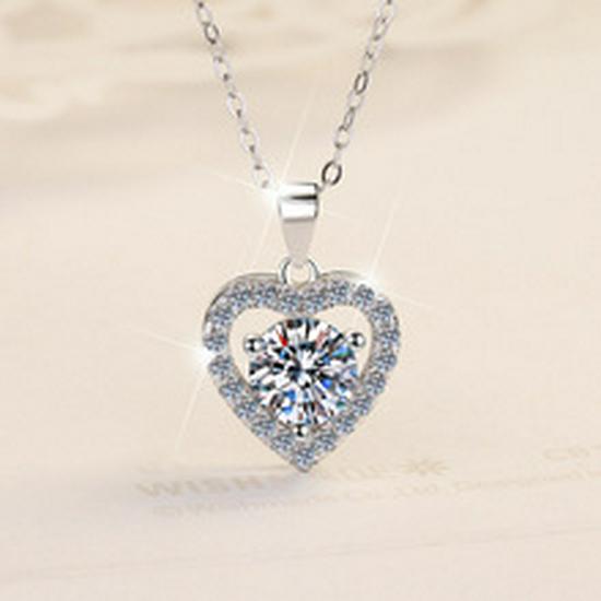 S925 Sterling Silver Women's Swan Pendant Necklace with 1 Carat D Color Moissanite