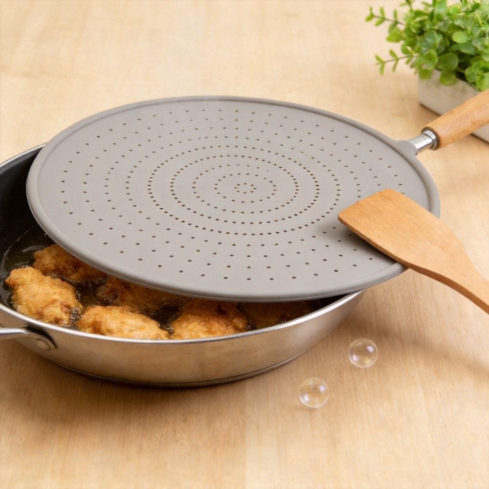 Splash-proof Silicone Splatter Screen with Handle Oil Splatter Guard Kitchen Gadgets