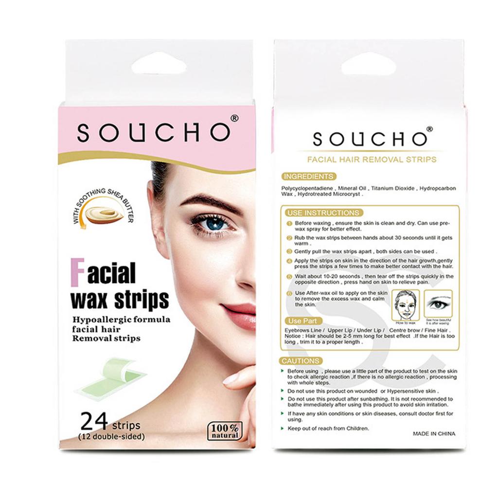 24 buc Hârtie de ceară pentru îndepărtarea părului buzelor, benzi de ceară blânde, portabile, cu două fețe, pentru femei, benzi de ceară pentru buze pentru mustață