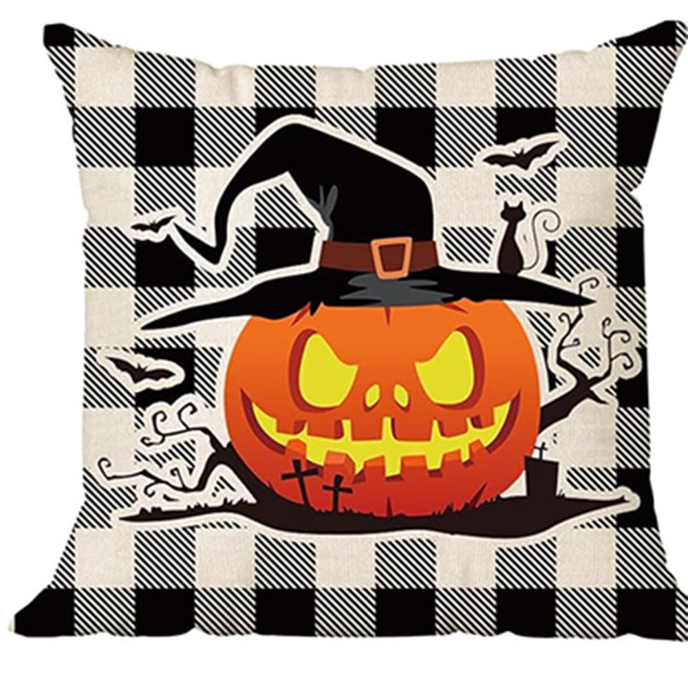 

Spooky Halloween Pillows: Witch, Pumpkin, Truck & Haunted House Designs Sofa cushion cover, holiday party decoration, gift 16x16Inch