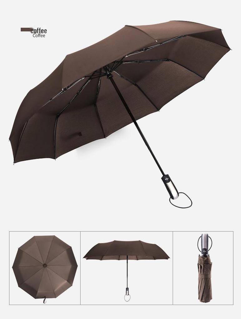 Men's XL 10-Rib Dual-Use Automatic Folding Umbrella for Sun & Rain
