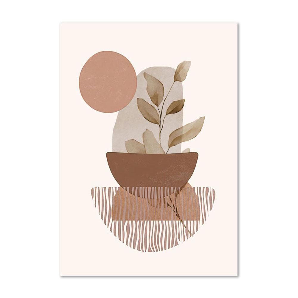 Abstract Boho Geometric Wall Art Lines Leaves Canvas Painting Poster and Print Flower Nordic Wall Picture for Living Room Home