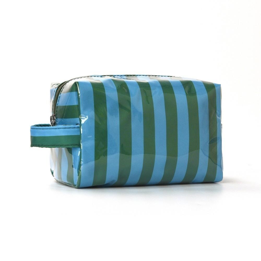 Waterproof Striped Toiletry Bag Large Capacity Pink Travel Cosmetic Storage Bag Simple Portable PVC Makeup Organizer Beach