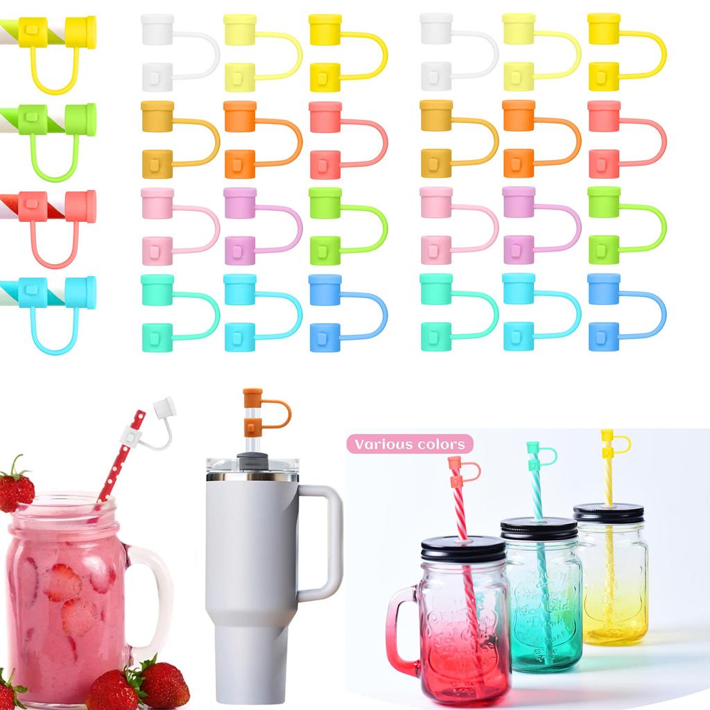 24Pcs Silicone Straw Tip Cover Dust-Proof Drinking Straw Reusable Drinking Straw Cap Cover for 8mm Multicolor Silicone Straw Cap