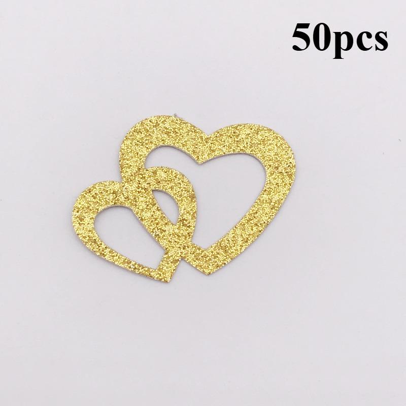 50pcs Golden Heart-Shaped Confetti for Wedding & Party Decorations | Glitter Paper, Onion Paper for Valentine's Day,Mother's Day
