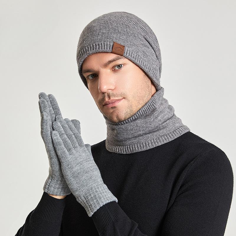 Термовязаная шерстяная шапка Зимняя шапка Шарф Перчатки Костюм-тройка Average Size зелёный — фото 4