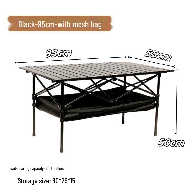 Portable Folding Camping Table with Mesh Bag and Adjustable Height