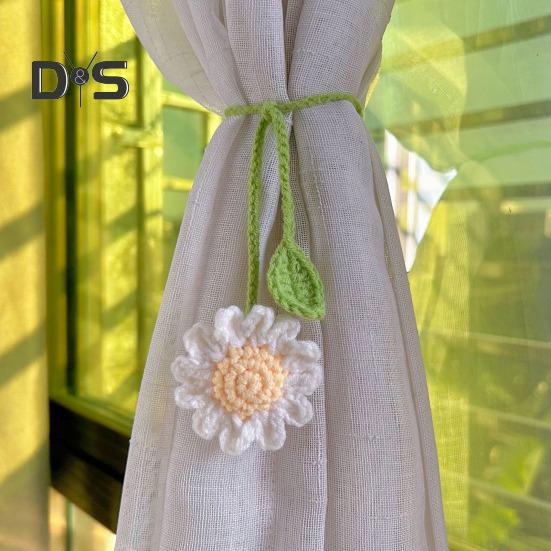 Flower Curtain Tiebacks Knitted Floral Curtain Strap for Curtains Drapes Handmade Crochet Flower Bookmark for Book Lovers