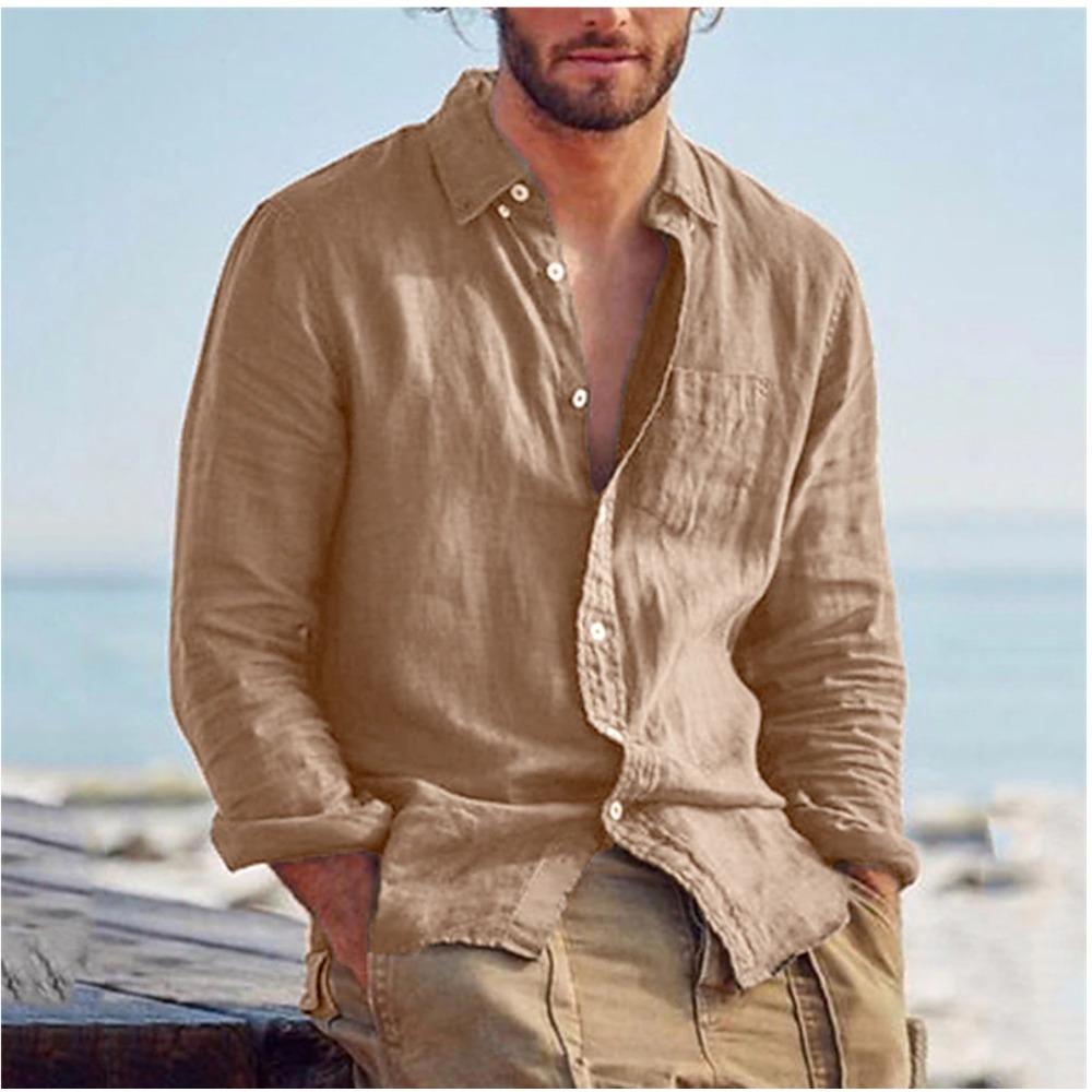 Camicie Casual da Uomo a Maniche Lunghe per Tutte le Stagioni, Abbigliamento Business Quotidiano a Colori Uniformi