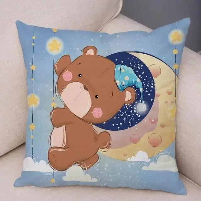Cute Cartoon Giraffe Fox Reindeer Pillow Cover Nordic Children's Room Decoration Sofa Home Animal Cushion