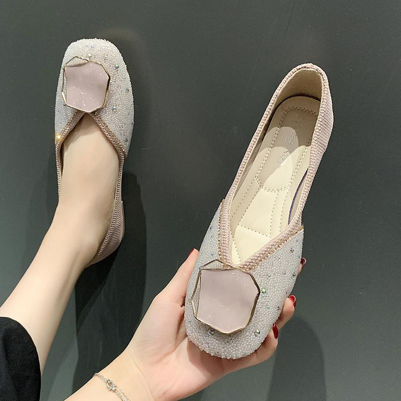 

2024 Новые женские туфли с квадратным носком в корейском стиле, женские туфли на плоской подошве, удобные, элегантные, высококачественные и модные, весна 40 розовый