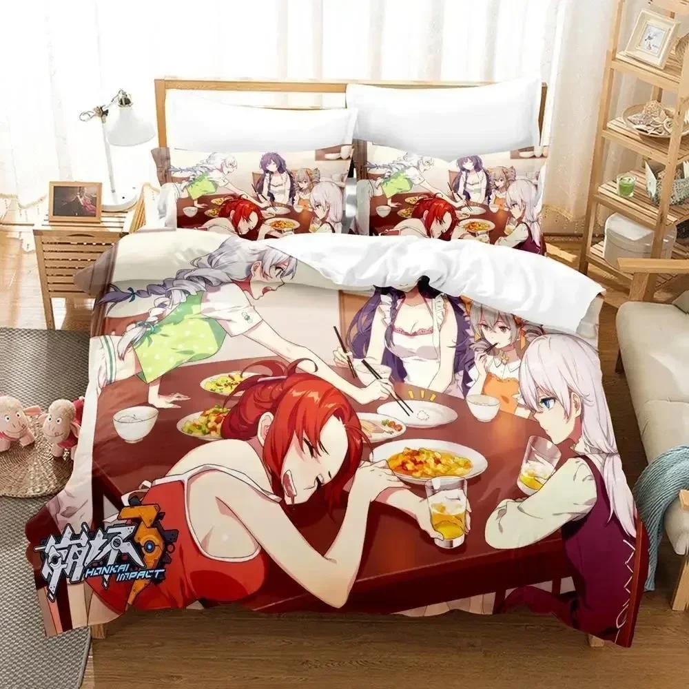 Game Honkai Impact 3 Bedding Set Printed Bed Set With Pillowcase Bed Duvet Cover Soft Queen King Size Bedclothes Home Adult Kid