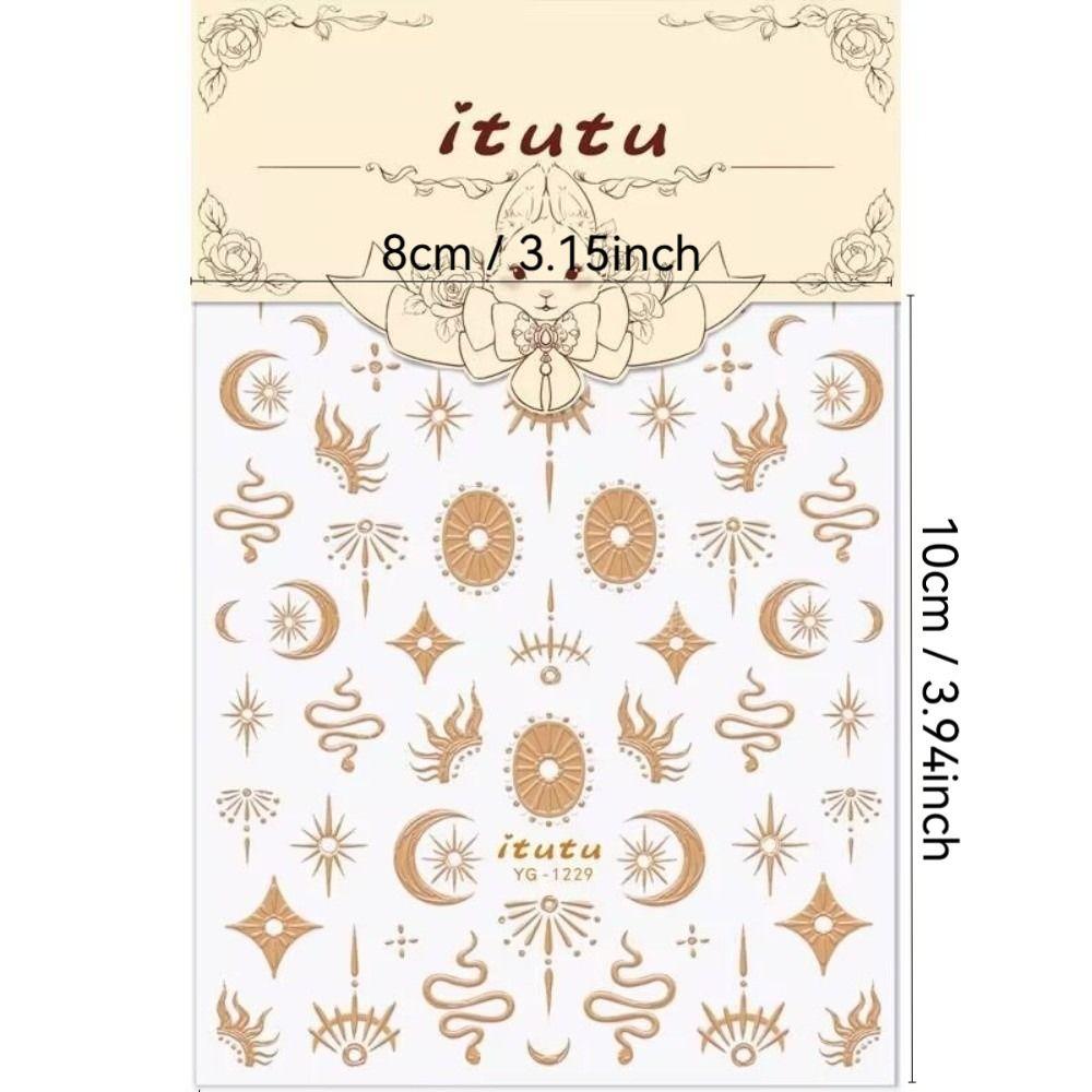 Bronzing Stars Moon Totem Nail Stickers 5D Self-Adhesive Nail Decoation Decals DIY Nail Supplies
