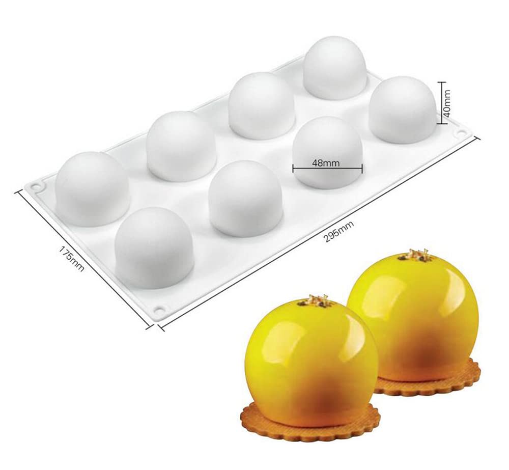 Siliconen Mousse Cake Vorm, Bakbestendige Dessert Mousse DIY Chocolade Zeep Kaars Vorm, 8-Gats Bolvormig Bal