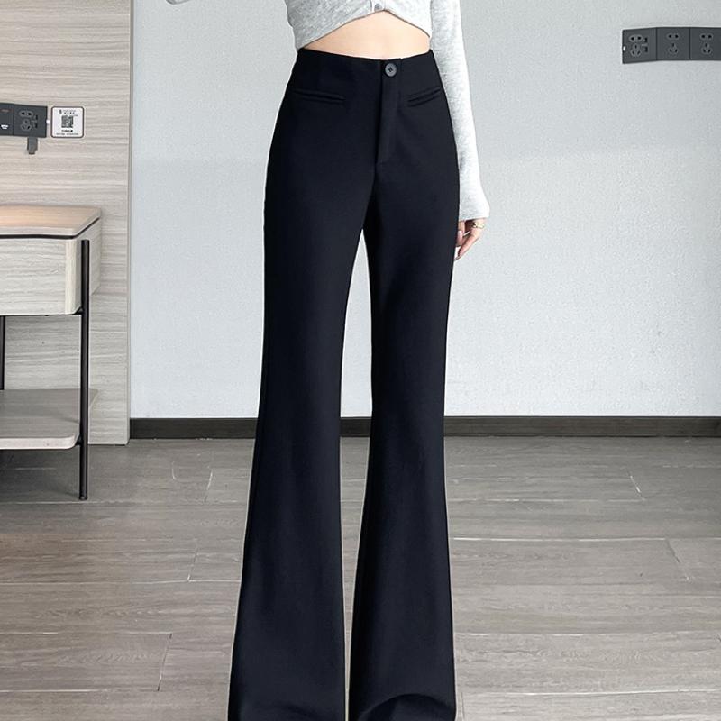 Black Flared Pants for Women, Autumn and Winter New High-Waisted Slimming Slightly Flared Pants, Floor-Length Straight Narrow Suit Pants