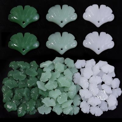 30 stuks/partij 20x15mm Ginkgo Bladvorm Imitatie Jade Lampwork Bedels voor Sieraden Maken Glas Losse Hangers Kralen DIY Oorbellen