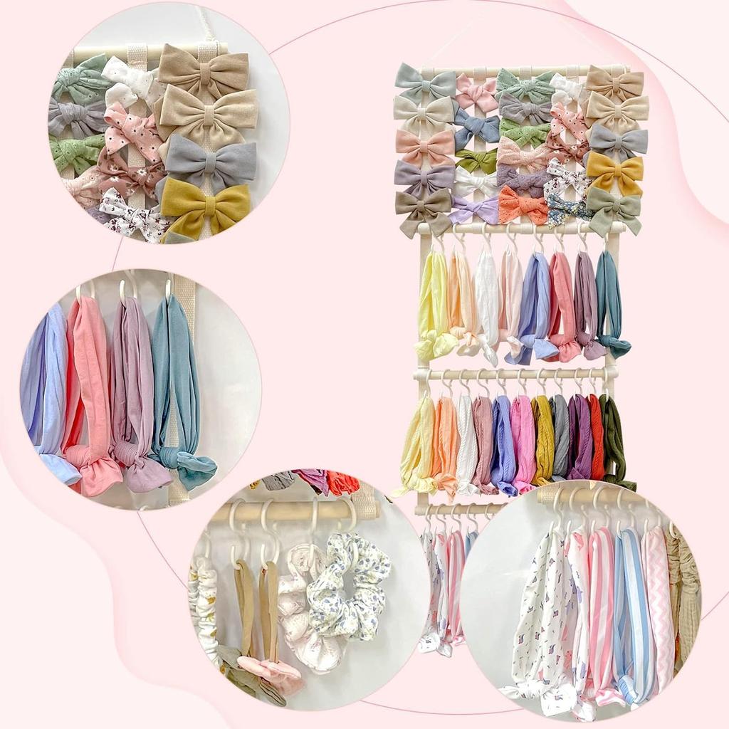 SKTMH Hair Accessory Wall Pocket for Hair Large Hair Hair Birthday Includes 30 Hooks Wall-Mounted Storage, Ties, Stylish, Space-Saving, Capacity,