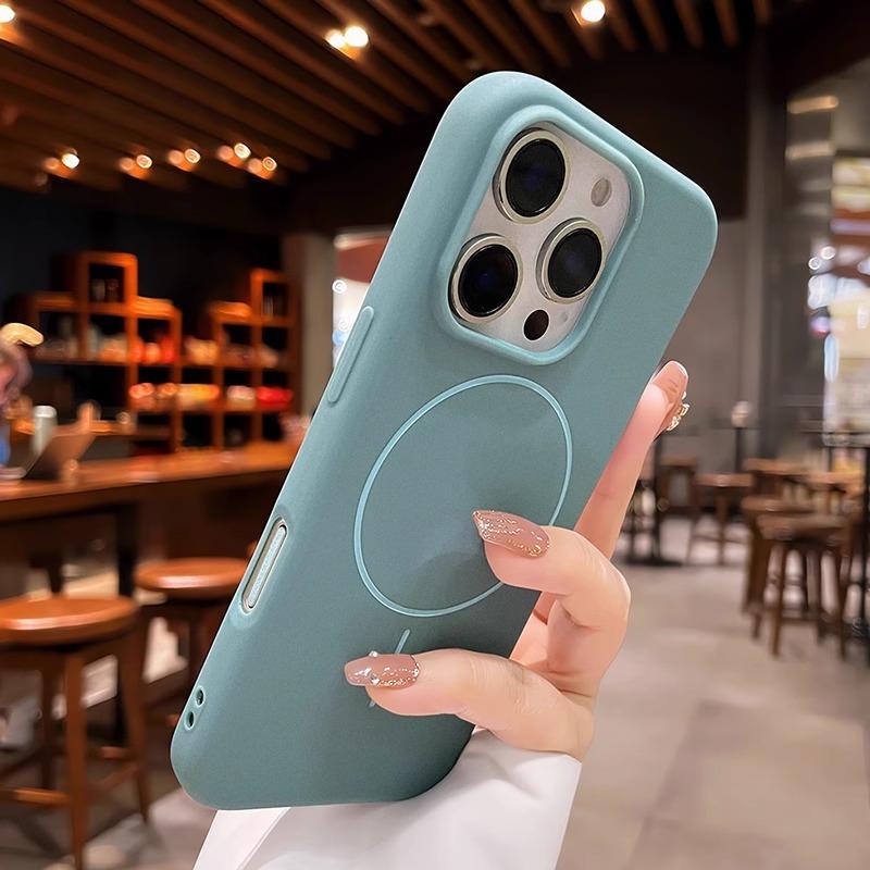 

Подходит для чехла для мобильного телефона IPhone16ProMax Magsafe Тонкий круг Магнитная адсорбция Apple 15 Матовый ТПУ Мягкий защитный чехол iPhone16plus