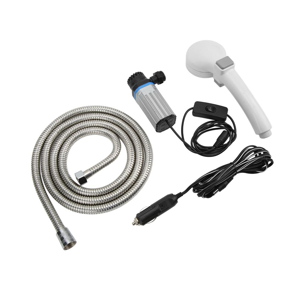 Kit Duș Camping în Aer Liber Pompă Apă Țeavă 2m Cablu 12V Brichetă Set pentru Mașini RV-uri SUV-uri