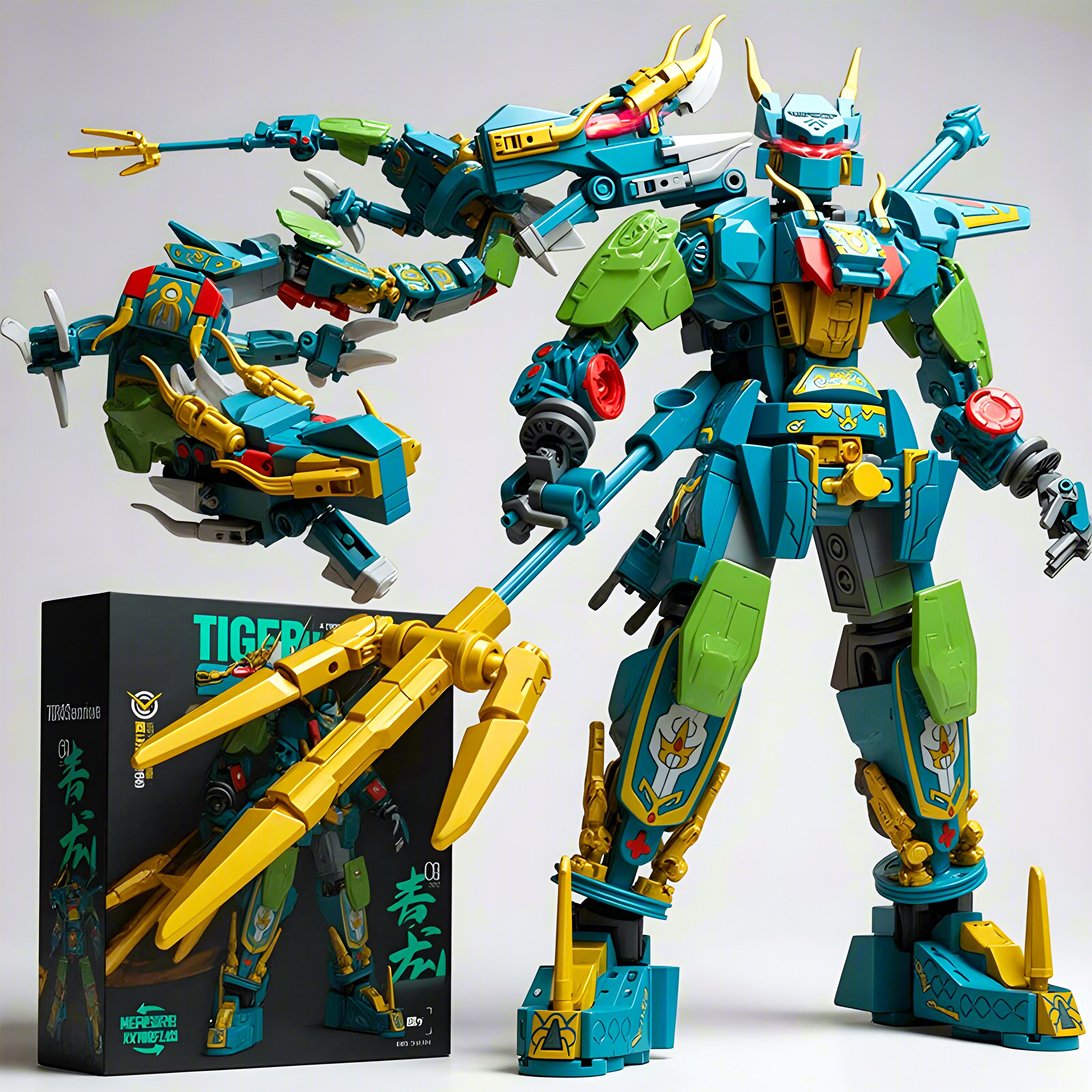 Конструктор 2в1 Трансформируемый Меха Китайский Дракон Белый Тигр Робот Кирпичики Коллекционная Модель DIY Конструктор Игрушка Подарок для Мальчиков