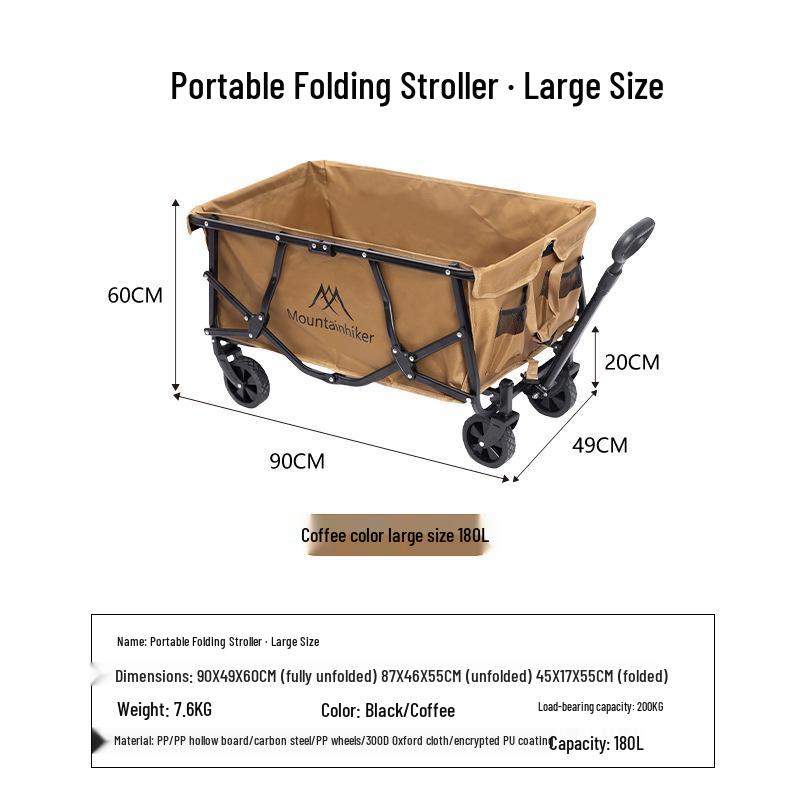 ShanZhiKe Double-Layer Portable Folding Camp Stroller - Outdoor Hand Pull Cart for Picnic and Stall Use