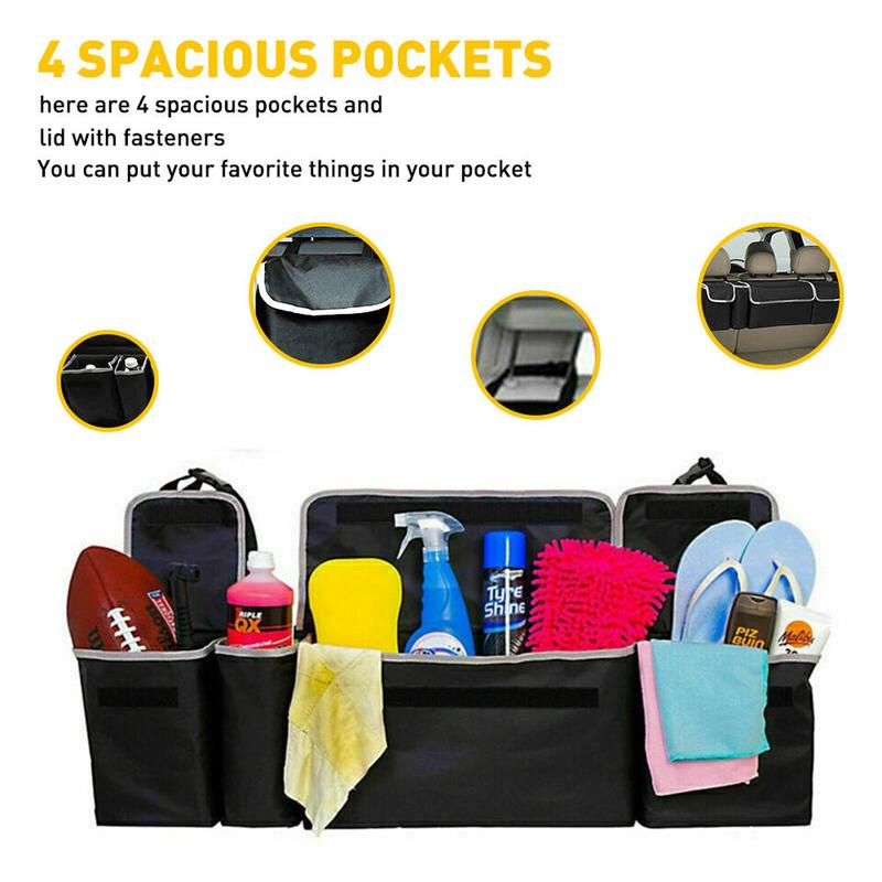 Multi-Pocket Car Trunk Organizer Hanging Back Seat Storage Bag With 4 Pockets Waterproof Oxford Cloth Universal Storage Pocket