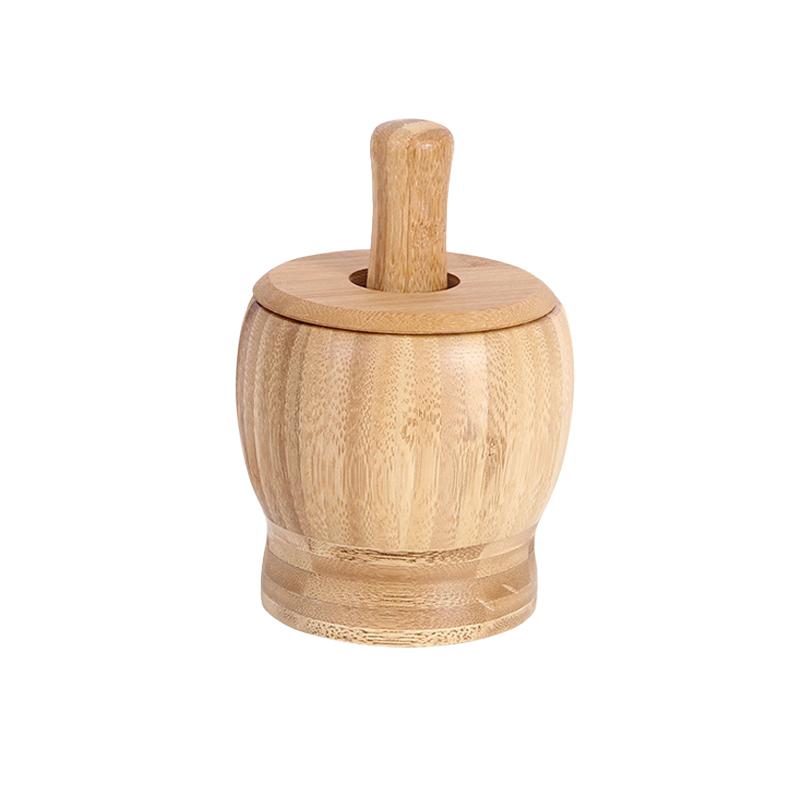 Bamboo Mortar and Pestle Set, Garlic Grinder, Herb Spice Masher, Seasoning Crusher, Kitchen Tool for Mash Spices Pepper