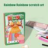 1 Set Kids Squeegee Art Craft Kit Rainbow Scratch Paper Art Kit Educational DIY Children Dot Scratch Painting Toy Toddlers Boys Girls Party