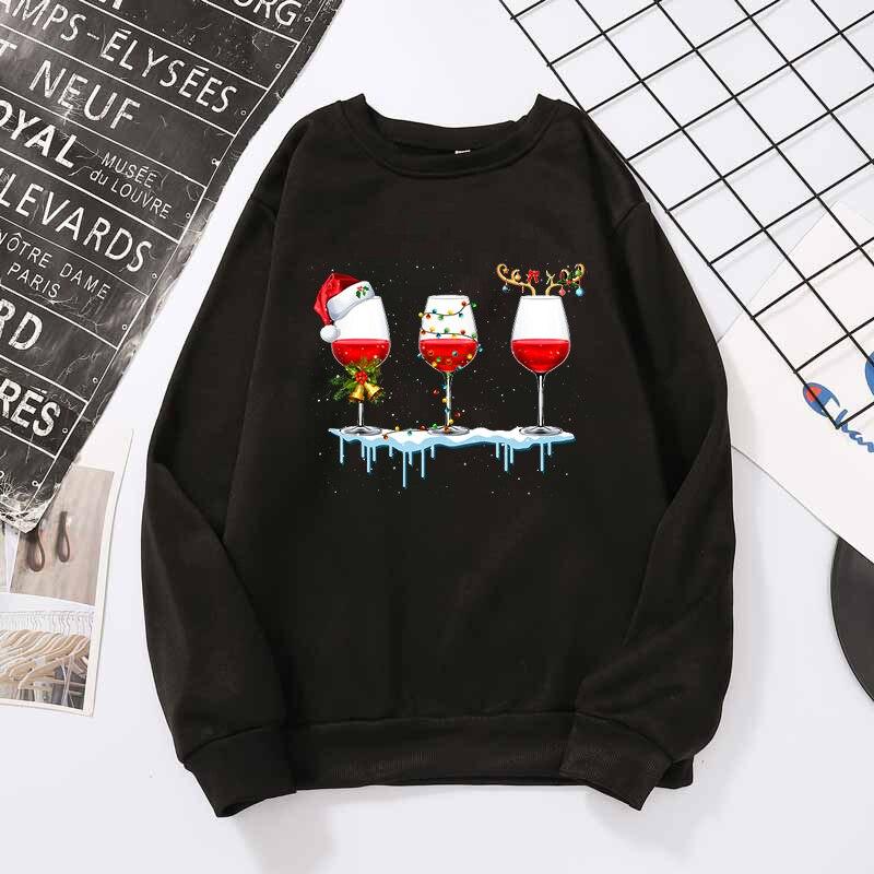 Merry Christmas Hoodies Red Wine Glass 